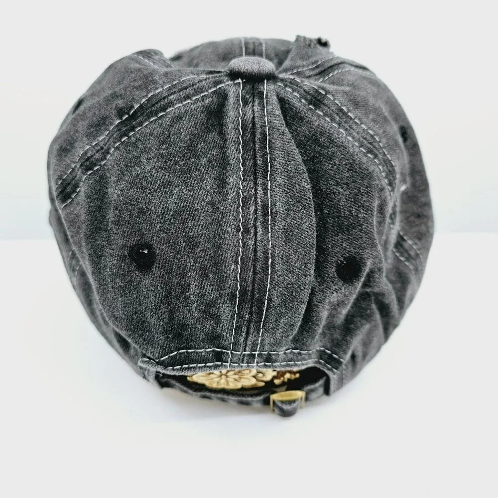 Baby Mom Baseball Hat Cap Grey White Embroidered Patch Distressed Adjustable New